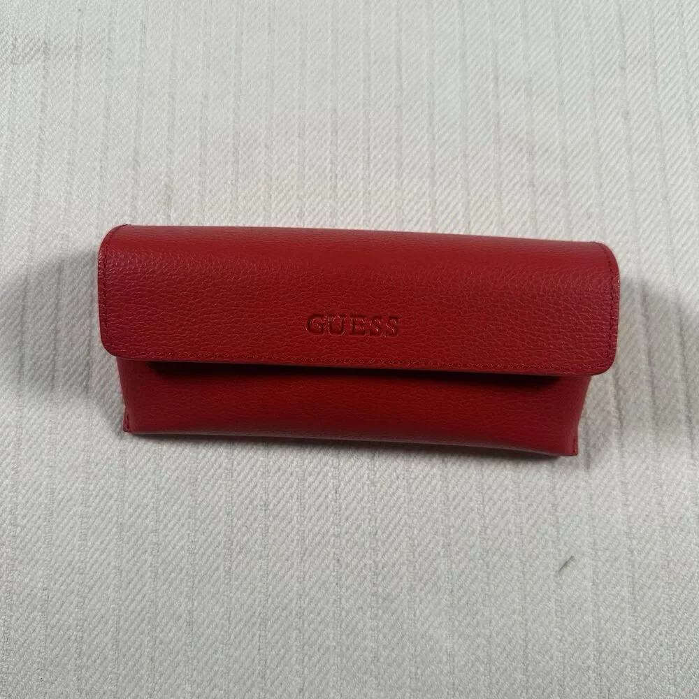 GUESS Red Faux Leather Eyeglasses Sunglasses Semi Hard Case